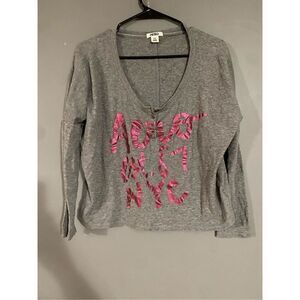 Aeropostale EST 87 NY Gray Thermal Long Sleeve Top Sweater Size Medium